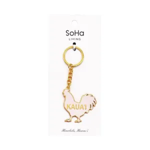 Kauai Rooster Pink Enamel Keychain
