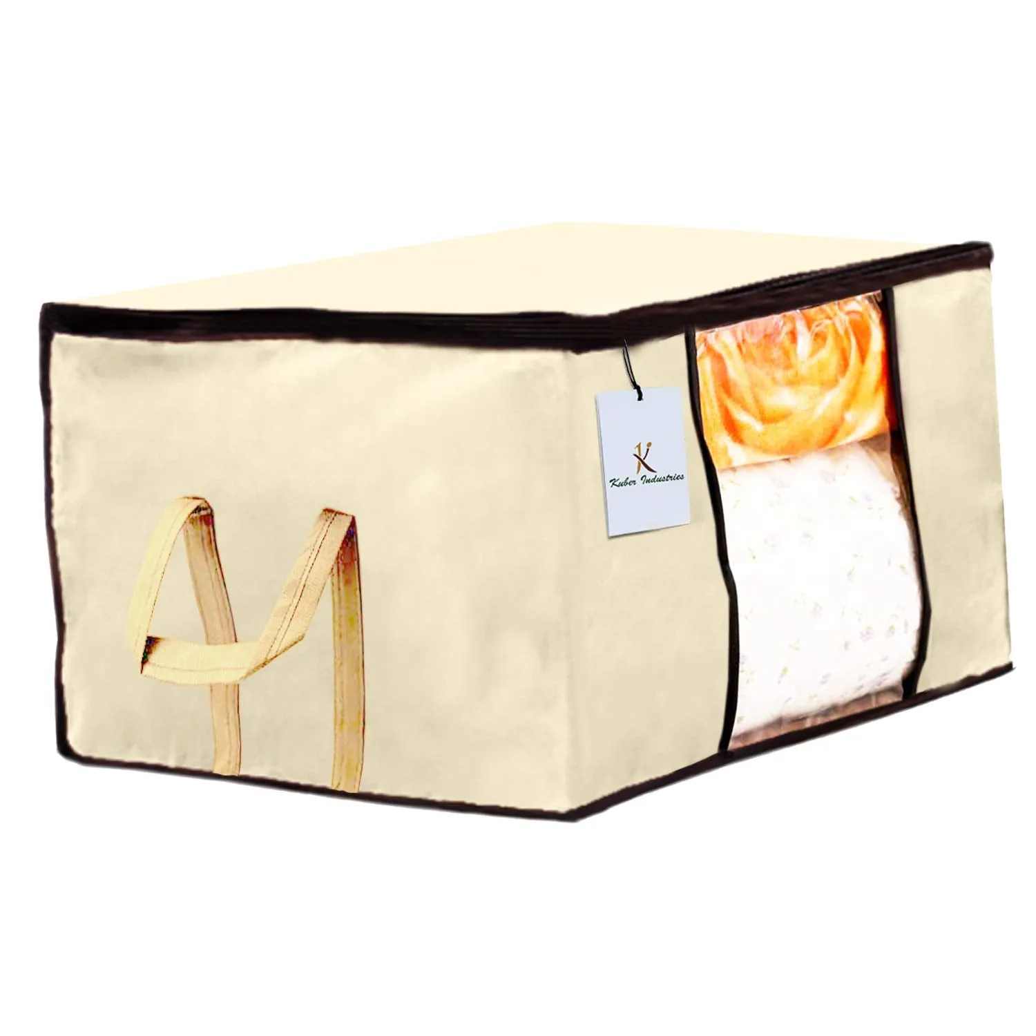 Kuber Industries Underbed Storage Bag, Blanket Cover (Ivory, Pink, Dark Brown, Extra Large) -CTKTC23893 - Set of 3