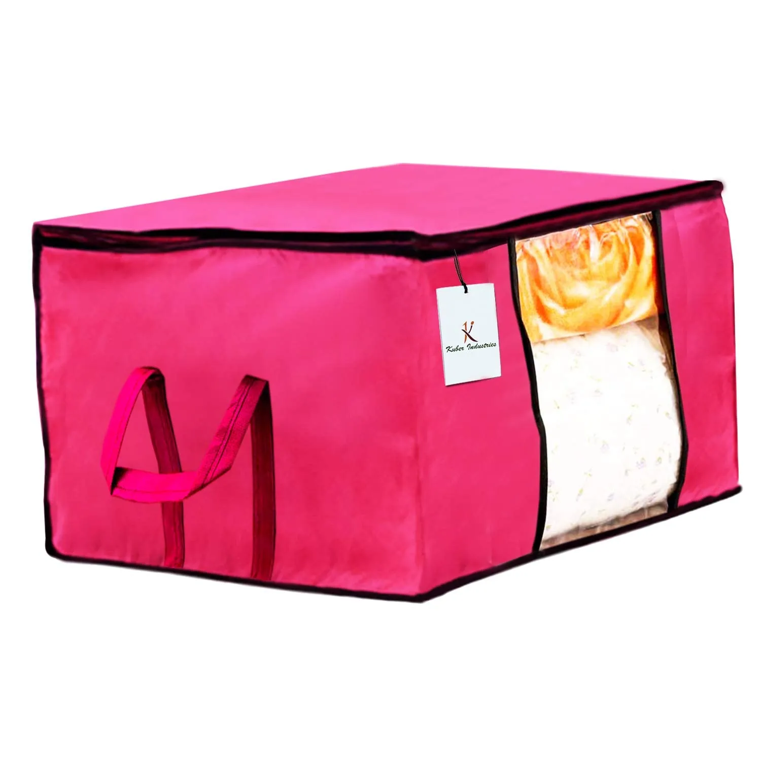 Kuber Industries Underbed Storage Bag, Blanket Cover (Ivory, Pink, Dark Brown, Extra Large) -CTKTC23893 - Set of 3