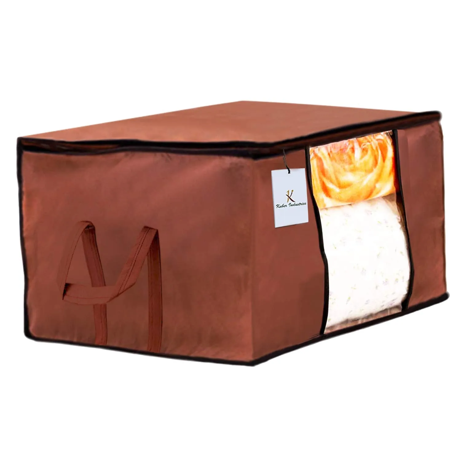 Kuber Industries Underbed Storage Bag, Blanket Cover (Ivory, Pink, Dark Brown, Extra Large) -CTKTC23893 - Set of 3