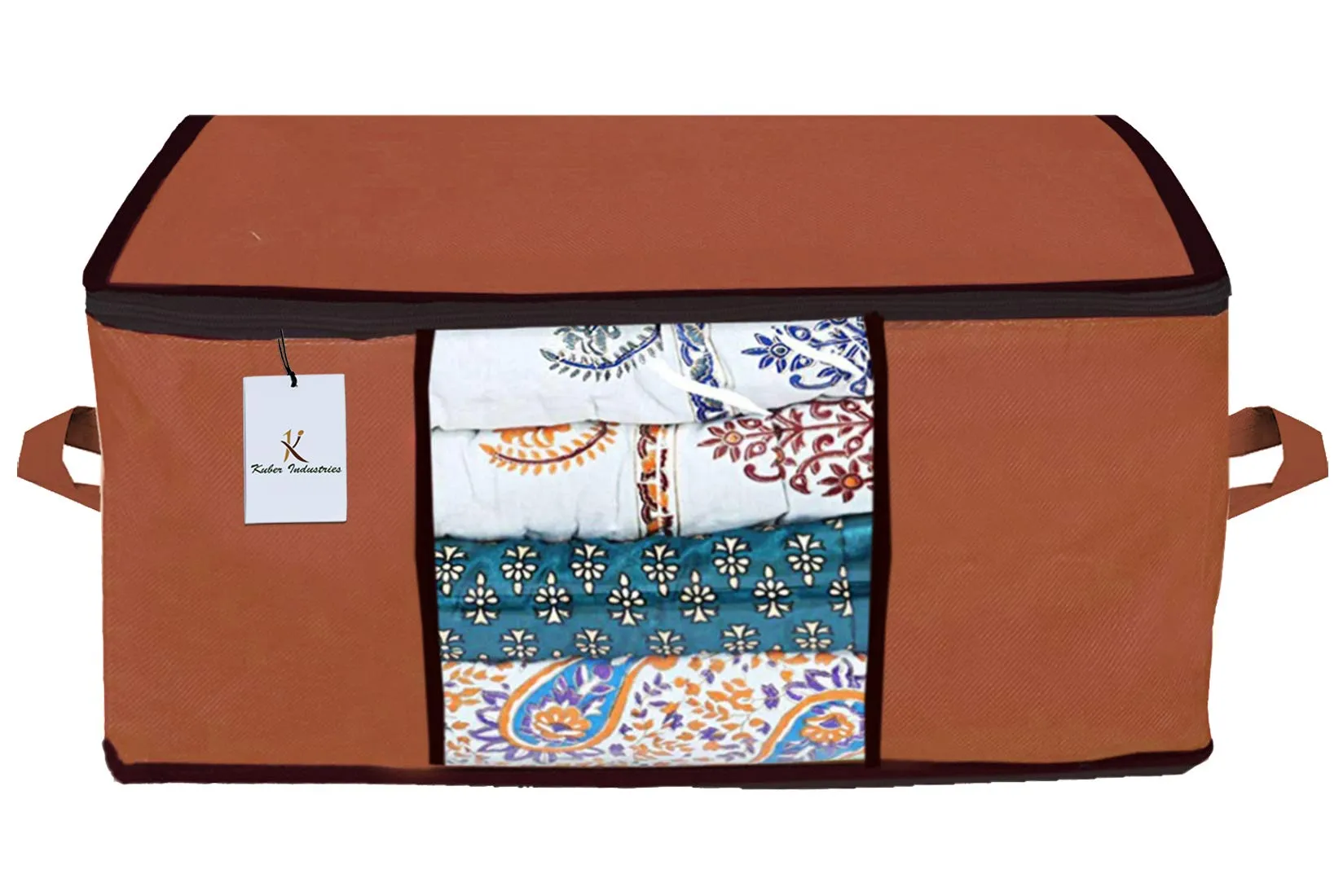 Kuber Industries Underbed Storage Bag, Blanket Cover (Ivory, Pink, Dark Brown, Extra Large) -CTKTC23893 - Set of 3
