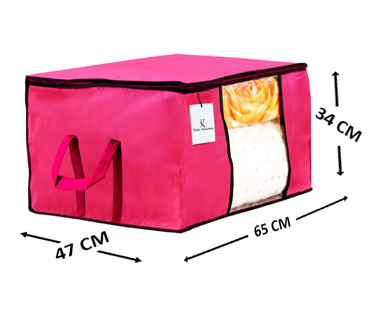 Kuber Industries Underbed Storage Bag, Blanket Cover (Ivory, Pink, Dark Brown, Extra Large) -CTKTC23893 - Set of 3