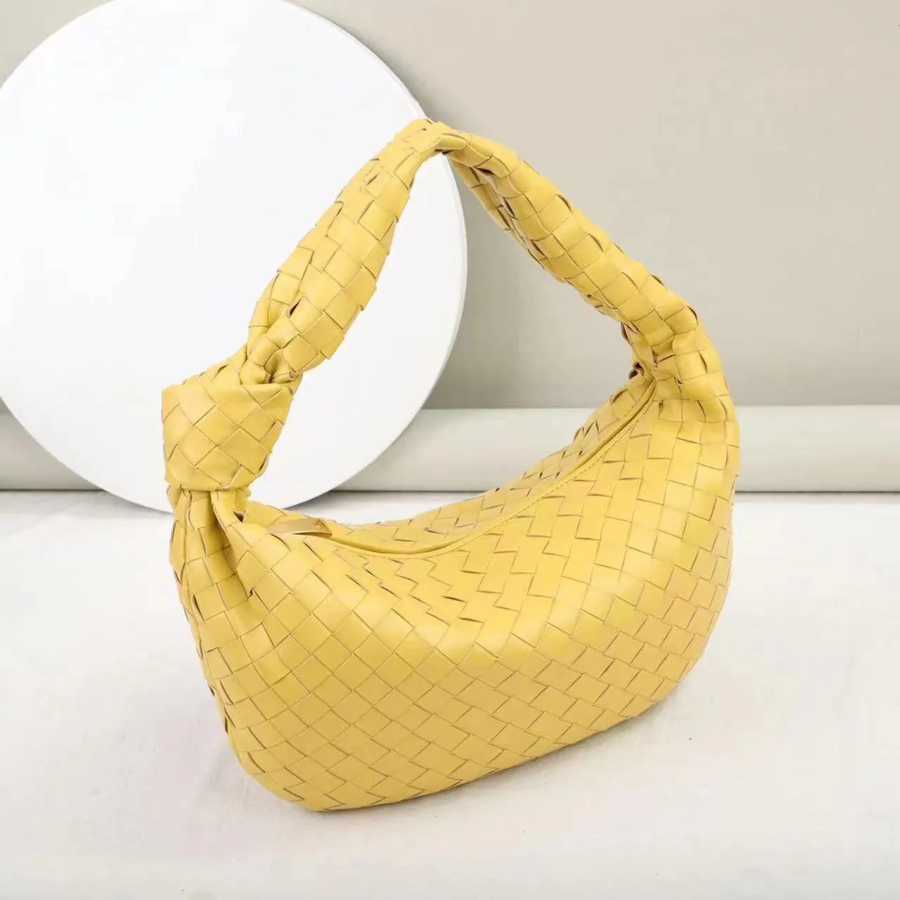 Large Lambskin Leather Knotted Intrecciato Handbag, Handcrafted Premium Quality Dumpling Bag, Daily Fashion Lady Bag, Designer Tote Bag