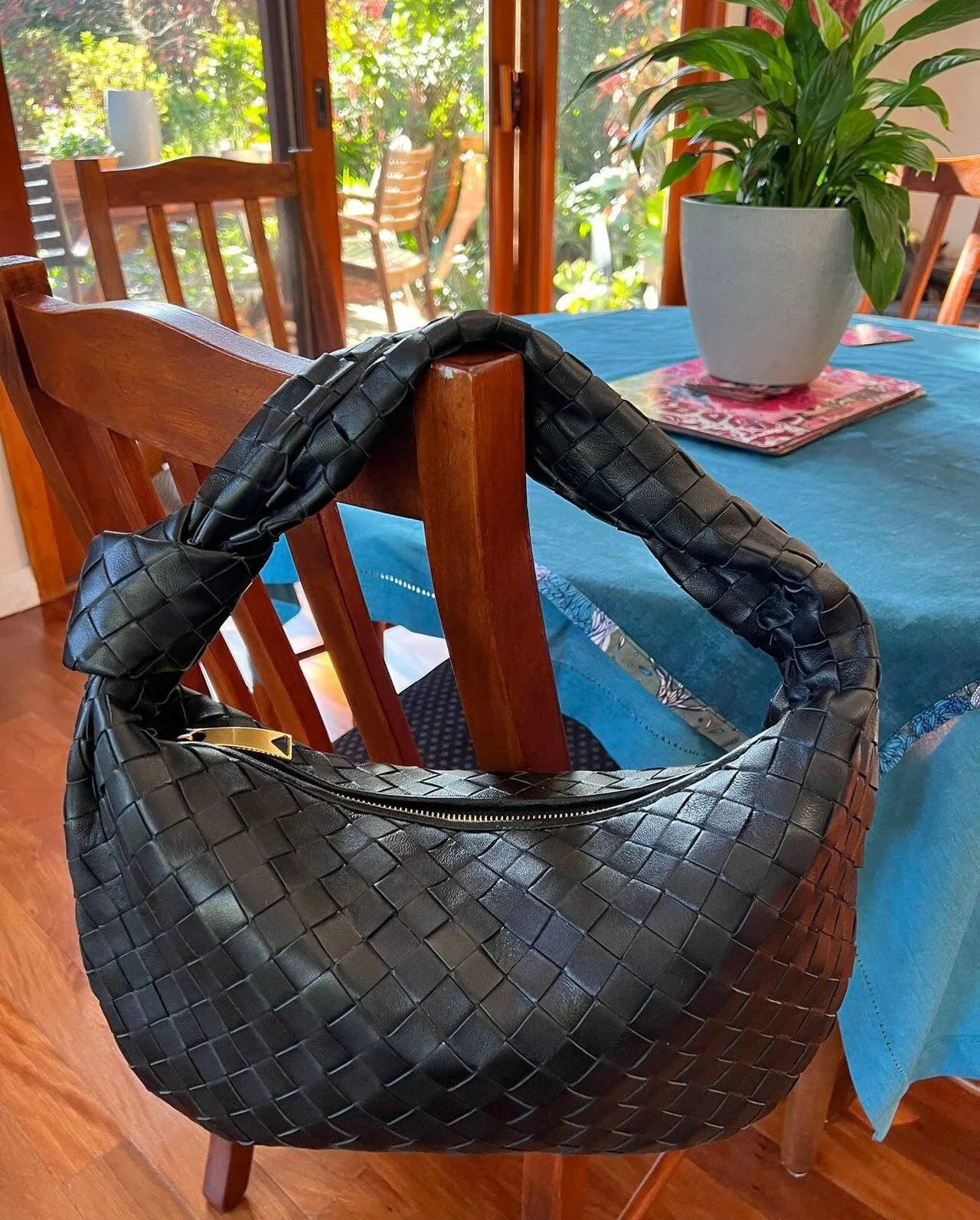 Large Lambskin Leather Knotted Intrecciato Handbag, Handcrafted Premium Quality Dumpling Bag, Daily Fashion Lady Bag, Designer Tote Bag