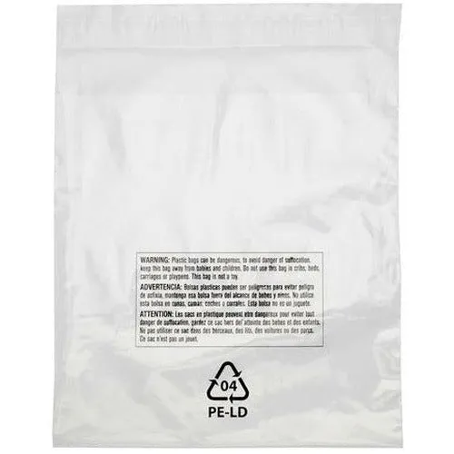 Lip & Tape Self Sealing Suffocation Warning Bags 11 x 14 x 1.5 mil