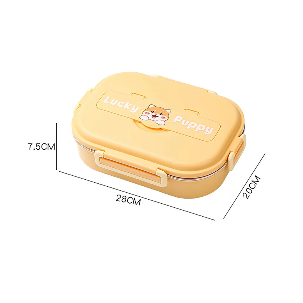 Little Surprise Box, Cute Puppy Big Size Stainless Steel Lunch Box /Tiffin With Insulated Matching Lunch Bag, stainless steel spoon and chopsticks for Kids & Adults
