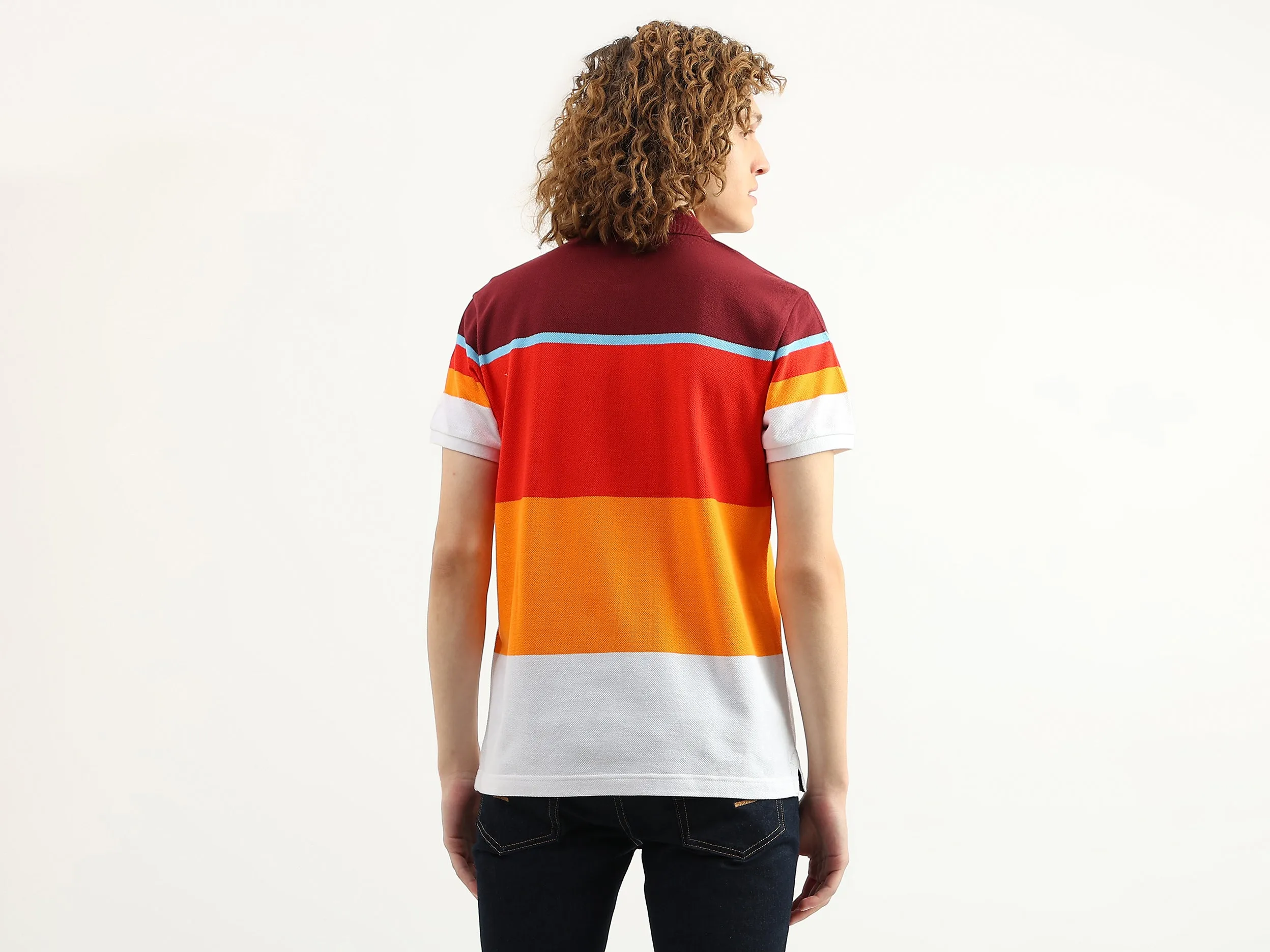 Men Colorblock Polo Collar T-Shirt