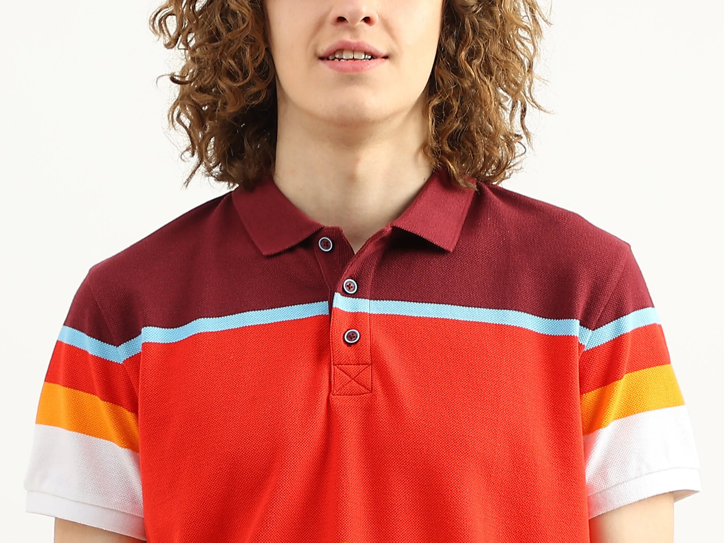 Men Colorblock Polo Collar T-Shirt