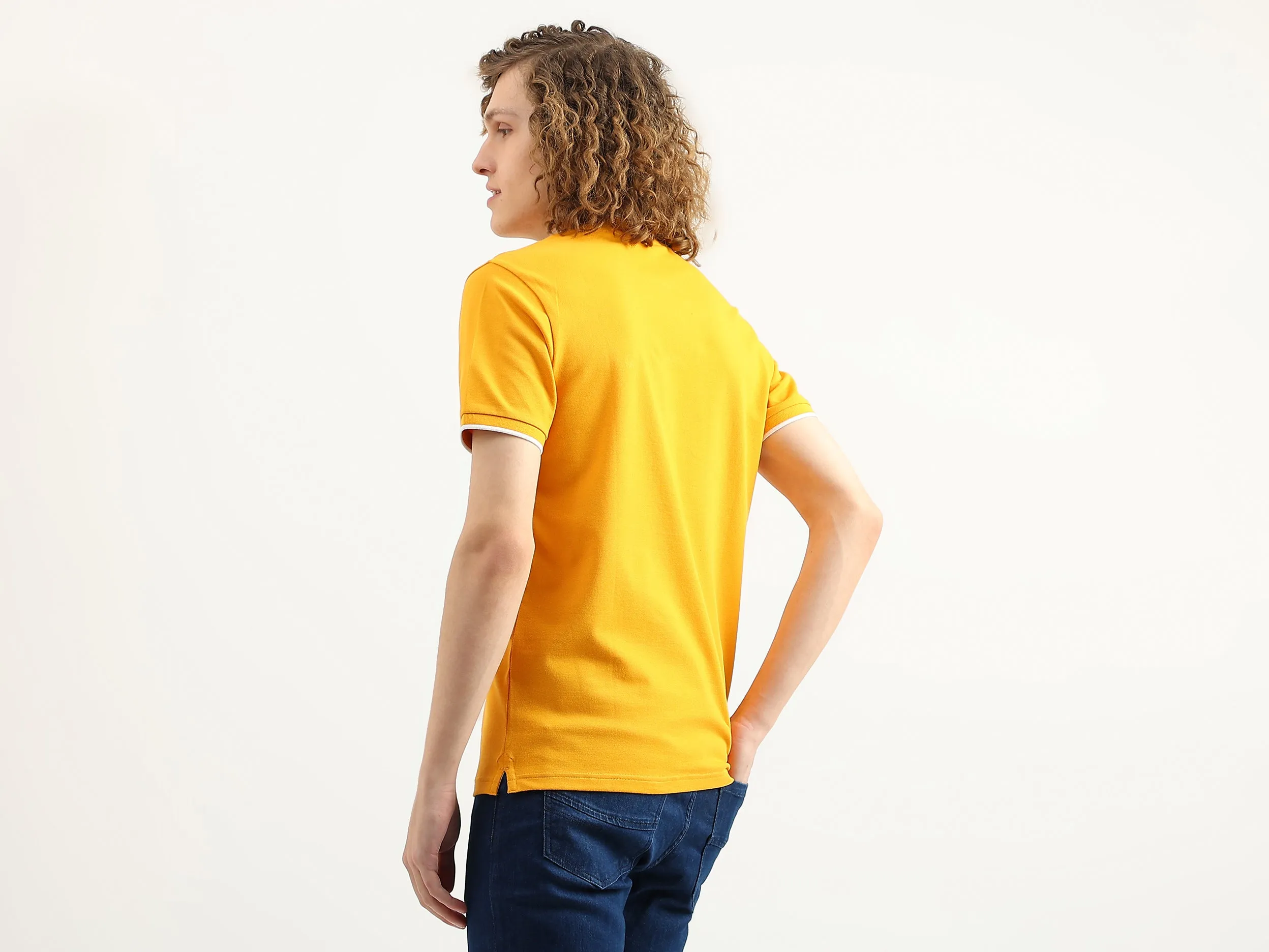 Men Solid Stand Collar T-Shirt