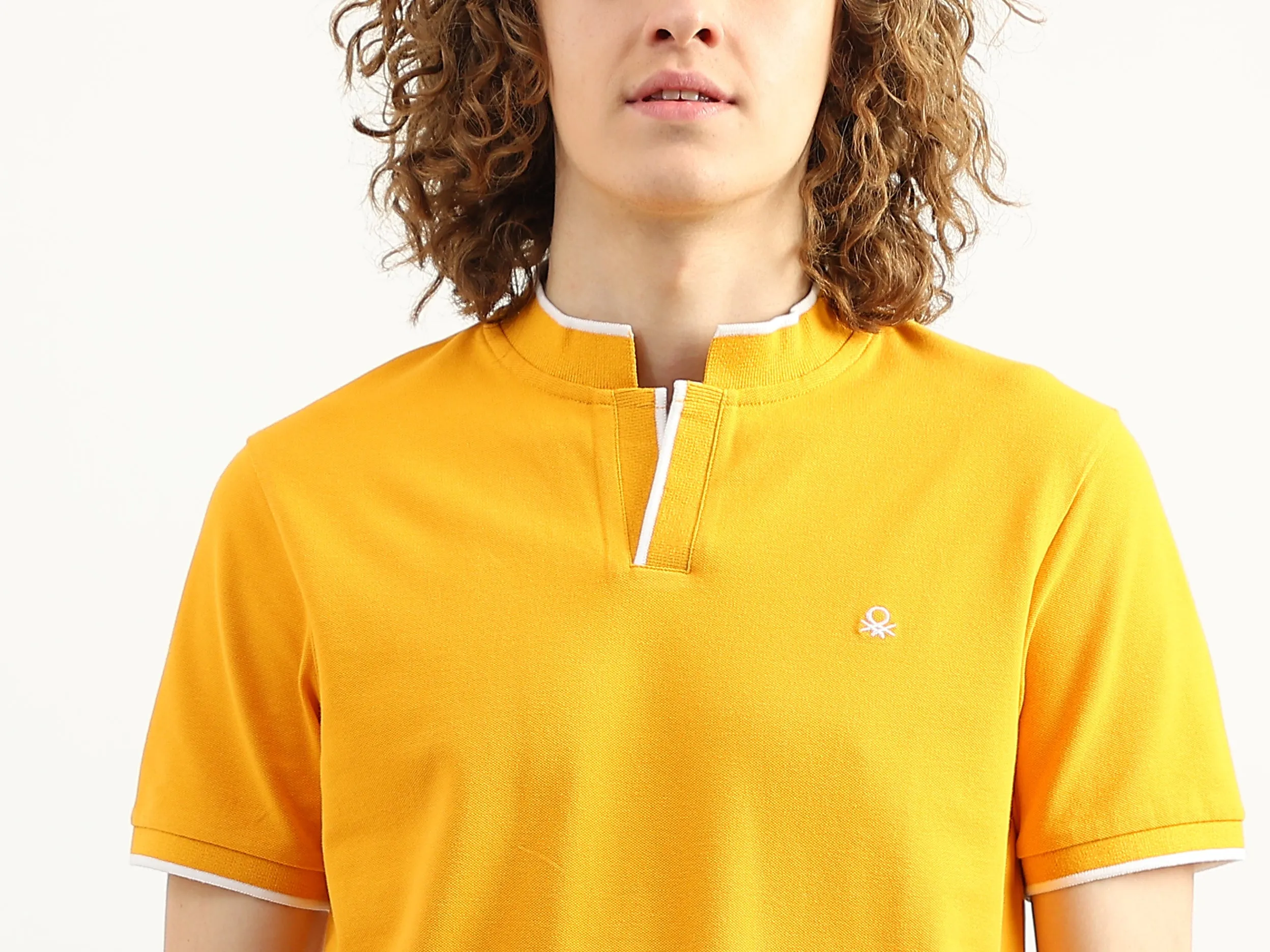 Men Solid Stand Collar T-Shirt