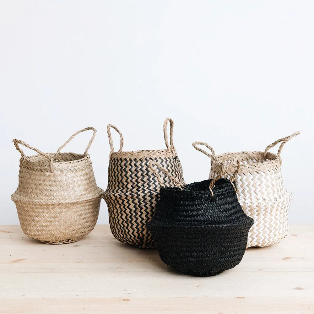 Mini Belly Basket - White Zigzag