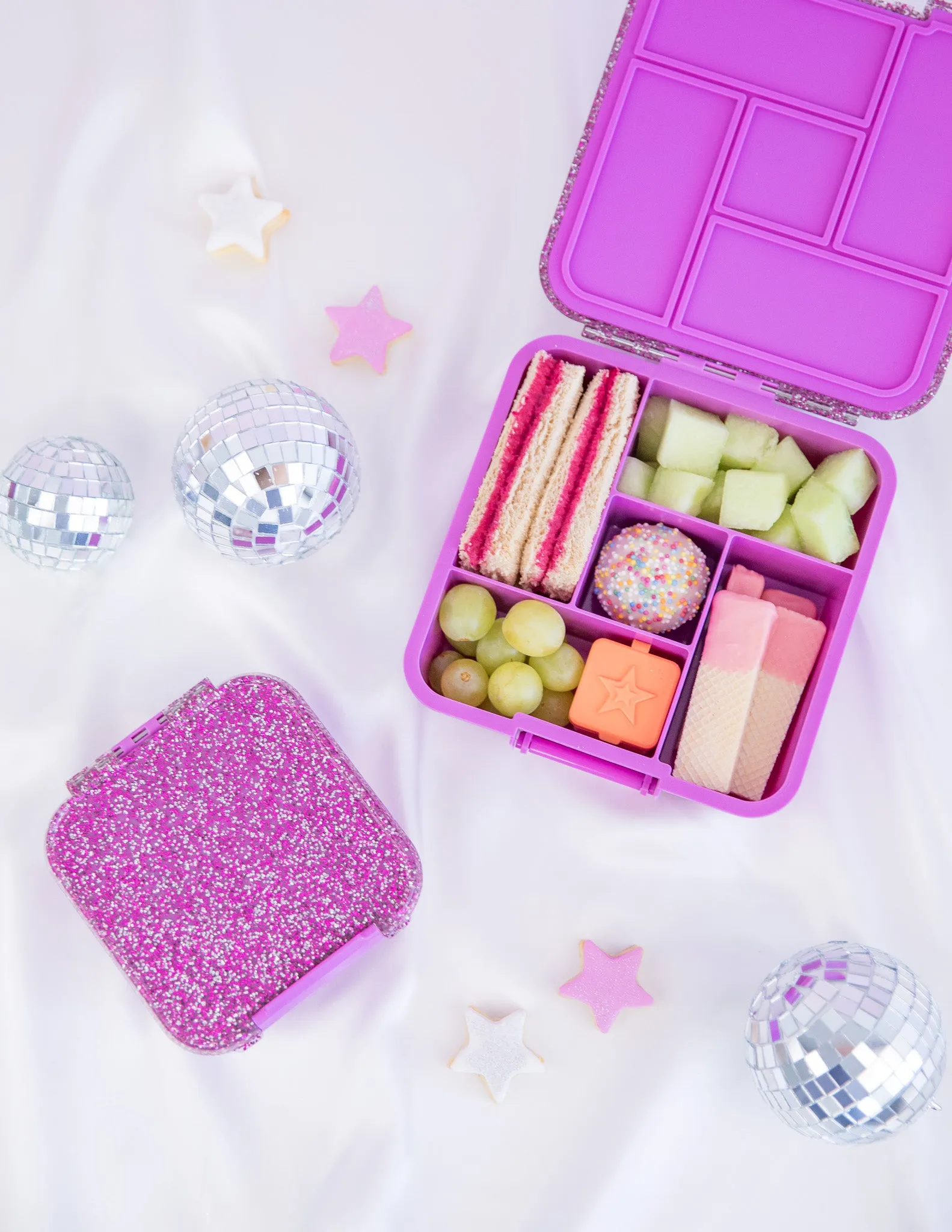 MontiiCo Bento Five Lunch Box - Magenta Glitter