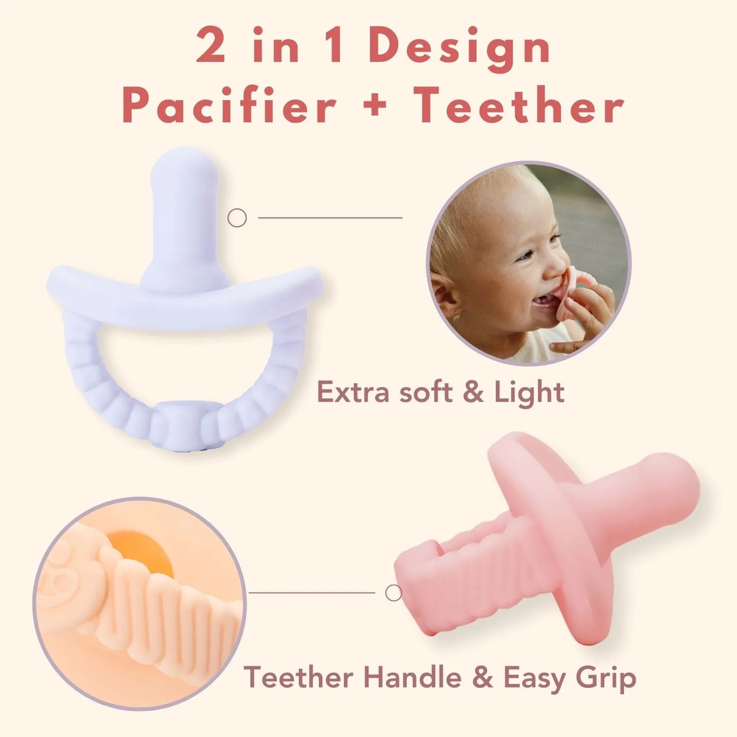 Newborn Teether Pacifiers 2 in 1 (6 Months onwards)