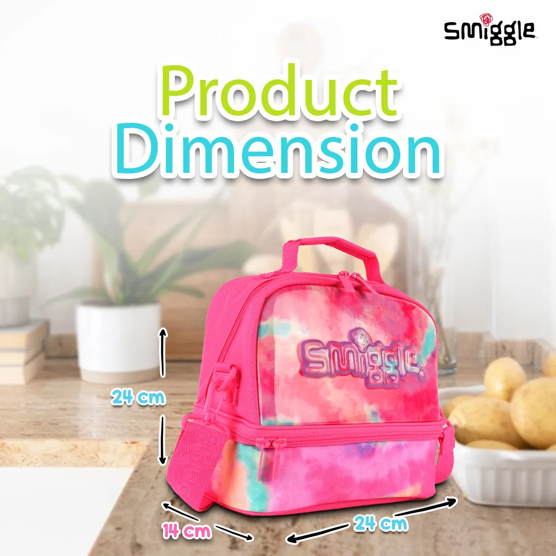 Smiggle Vivid Hardtop Lunchbox (Bag) Pink, 3Y 