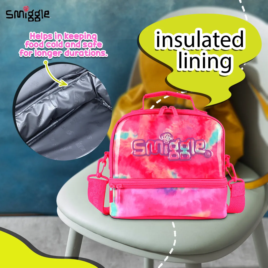 Smiggle Vivid Hardtop Lunchbox (Bag) Pink, 3Y 