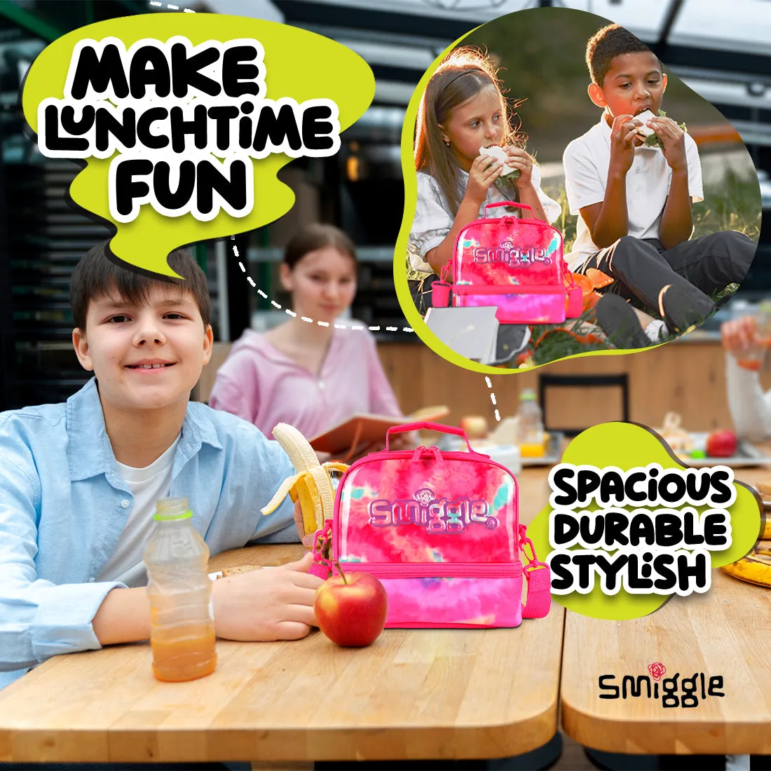 Smiggle Vivid Hardtop Lunchbox (Bag) Pink, 3Y 