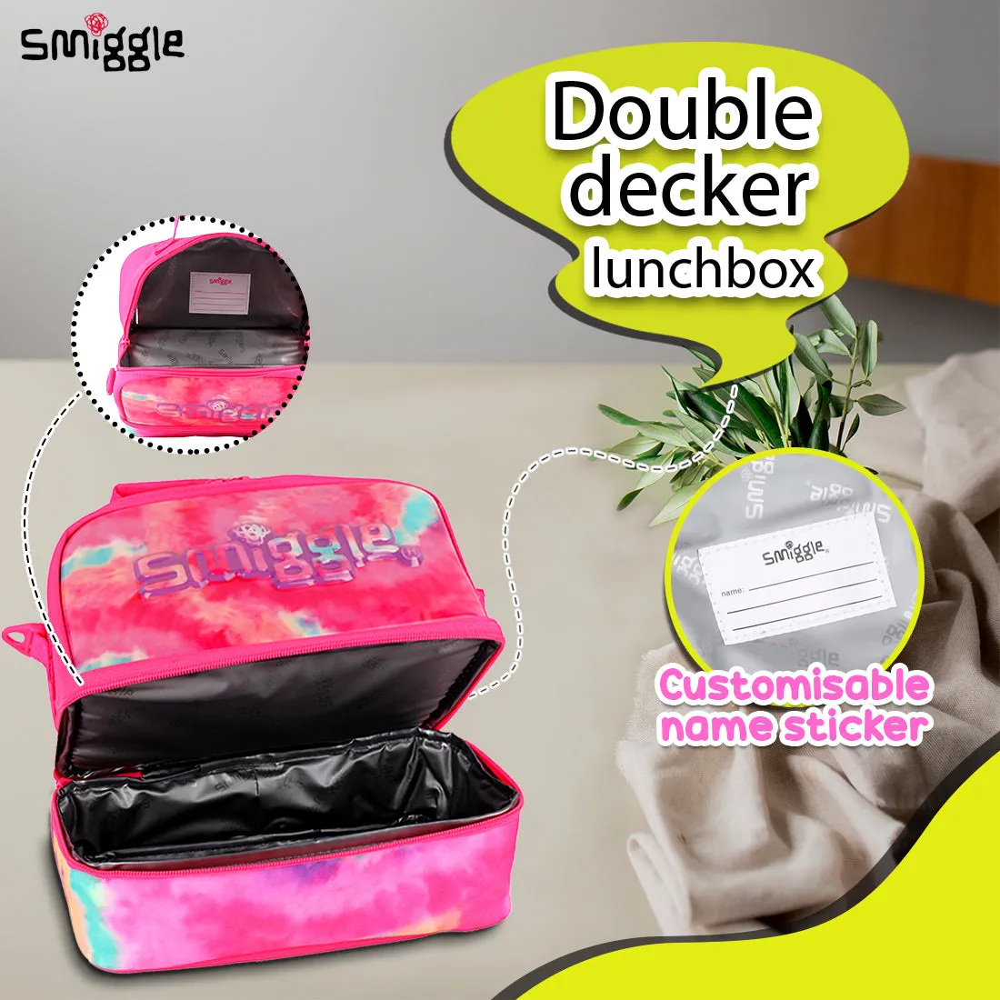 Smiggle Vivid Hardtop Lunchbox (Bag) Pink, 3Y 