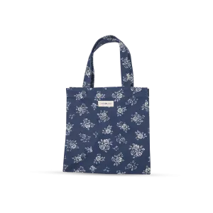 Tall Acrylic Coated Lunch Bag - English Rose - Navy