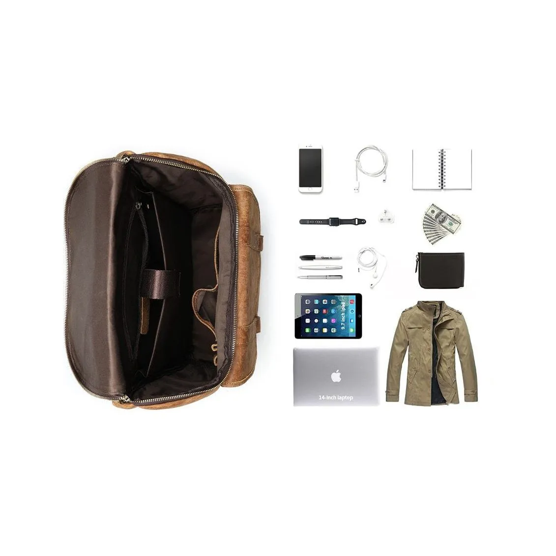 Vintage Exotic Leather Zipper Softback Fashion Backpack