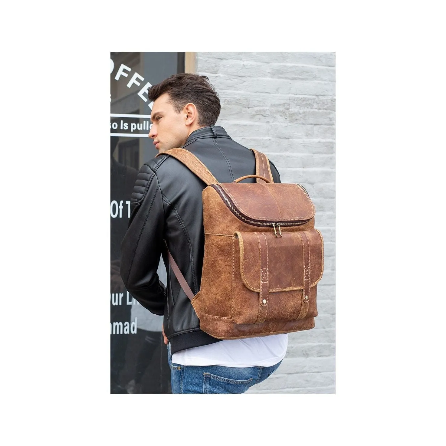 Vintage Exotic Leather Zipper Softback Fashion Backpack