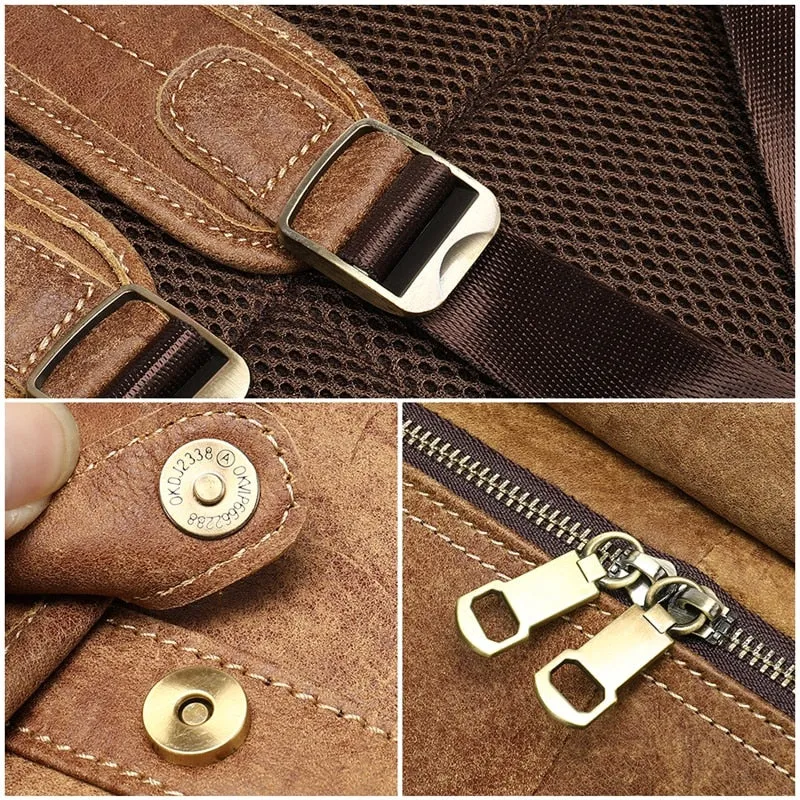 Vintage Exotic Leather Zipper Softback Fashion Backpack