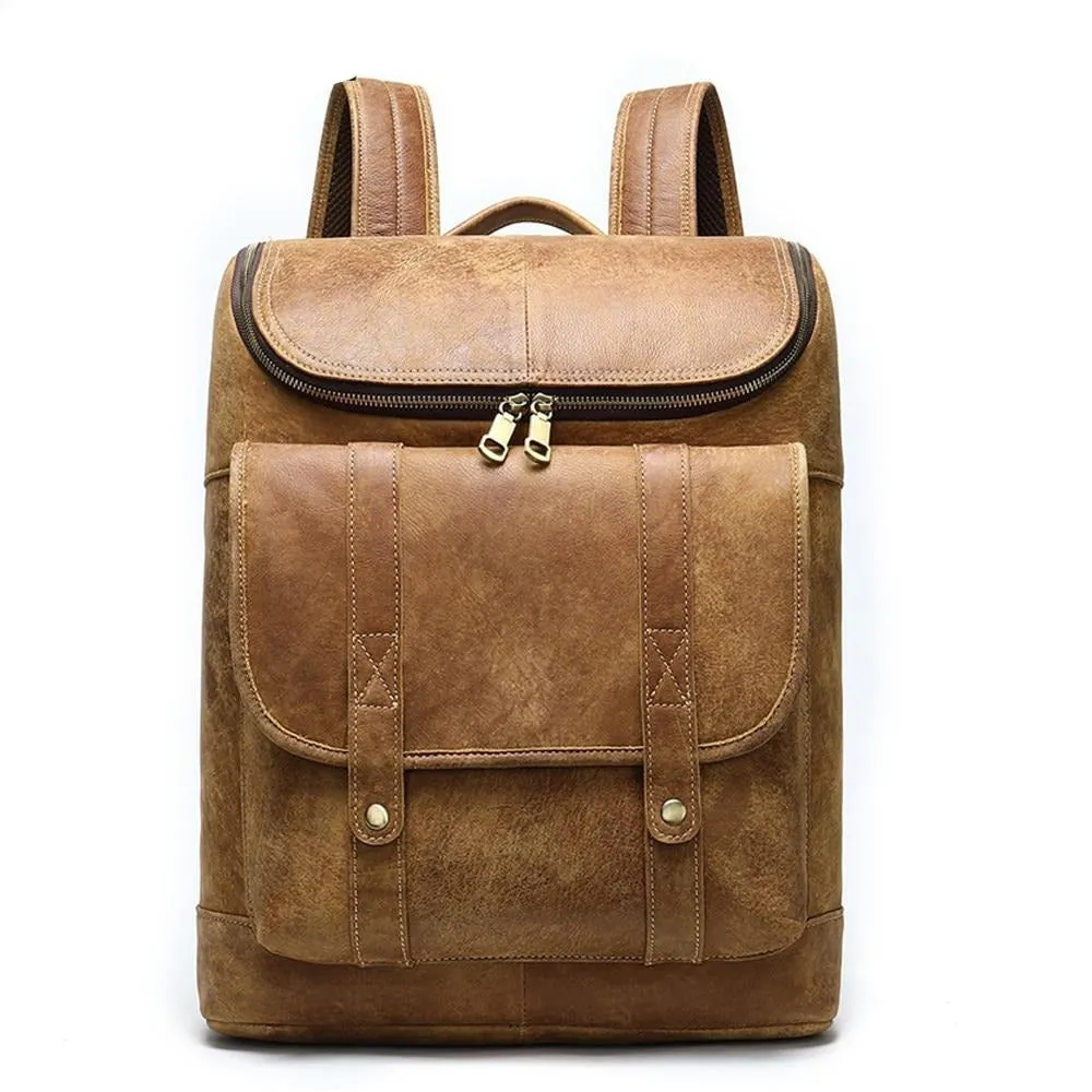 Vintage Exotic Leather Zipper Softback Fashion Backpack