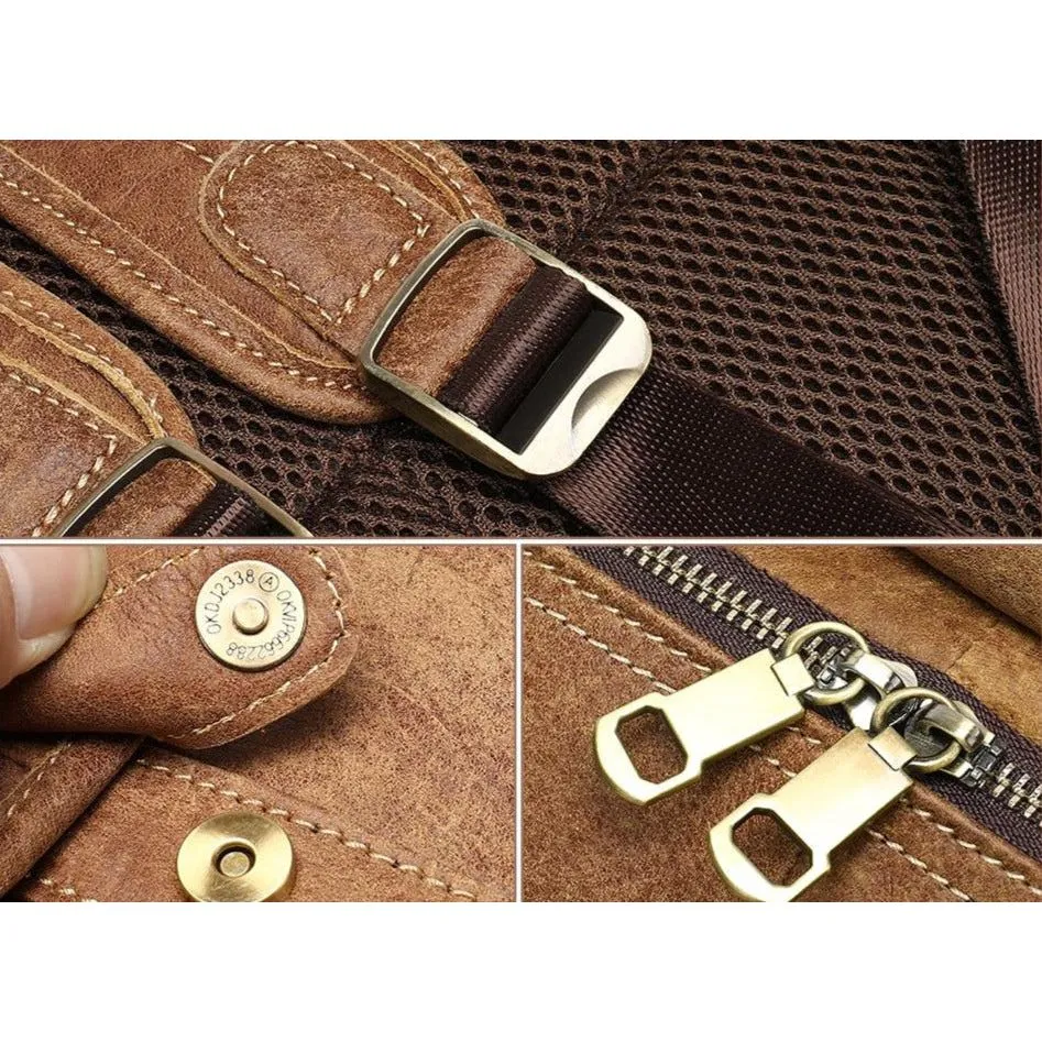 Vintage Exotic Leather Zipper Softback Fashion Backpack