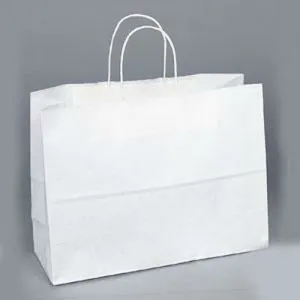 White Kraft Shopping Bags. - 16.00" x 6.00" x 12.00"